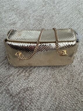 JCrew Metallic Gold Chain-Handle Women's Shoulder Bag